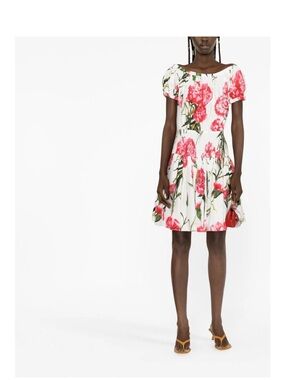 $1745 DOLCE GABBANA off SHOULDER FLORAL PRINT COTTON DRESS IT 40 US 4